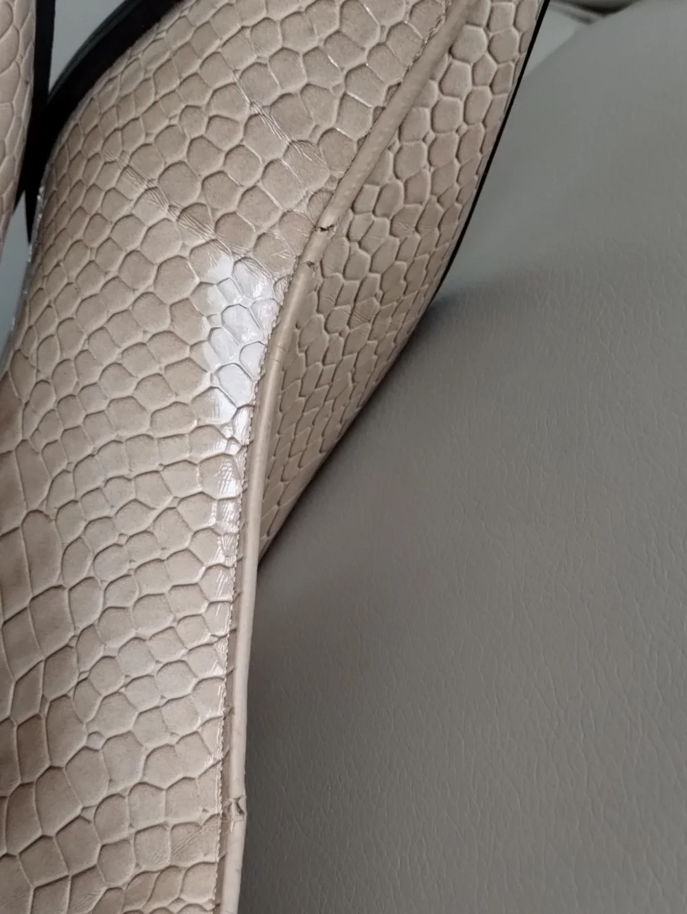 Topshop Cream Croc-Effect Square Toe Ankle Boots